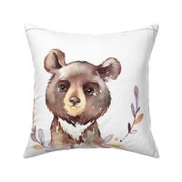 18” Nature Trails Bear Painted Wreath Pillow Front with dotted cutting lines
