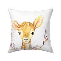 18” Nature Trails Deer Painted Wreath Pillow Front with dotted cutting lines