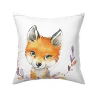 18” Nature Trails Fox Painted Wreath Pillow Front with dotted cutting lines