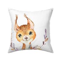 18” Nature Trails Squirrel Painted Wreath Pillow Front with dotted cutting lines