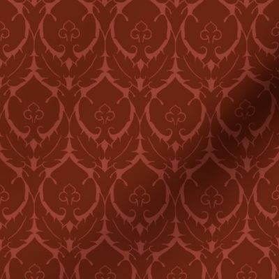 simple Renaissance damask, doll scale, dark red