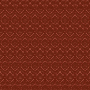 simple Renaissance damask, doll-scale, dark red