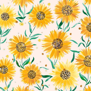 Sunflowers watercolor Yellow Big