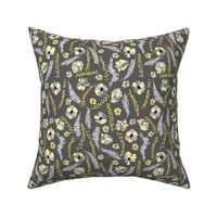 Moody Florals Large Yellow Gray