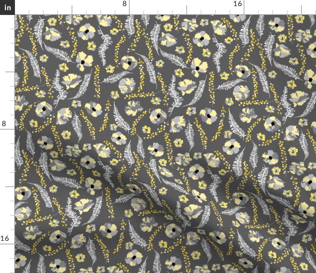 Moody Florals Large Yellow Gray