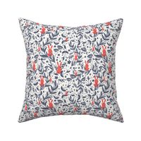 Hide-n-Seek Rabbits and Bunny in Florals Orange and Blue