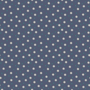 Medow in Navy Blue Daisy with Raindrops