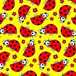 Cute Ladybug - on yellow