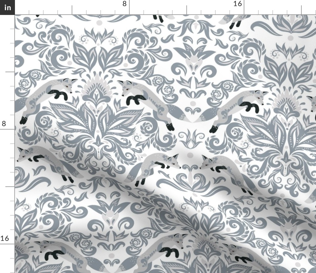 Damask Ornament Grey Fox