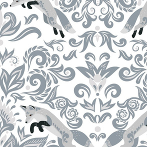 Damask Ornament Grey (large scale)