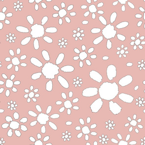 Simple White Flower Pattern on Pink