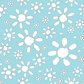 Simple White Flower Pattern on Blue