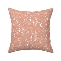Happy earth day for boho universe lovers stars moon and green planet coral blush pink white