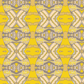Modern Aztec-Inspired Yellow and Grey Geometric 