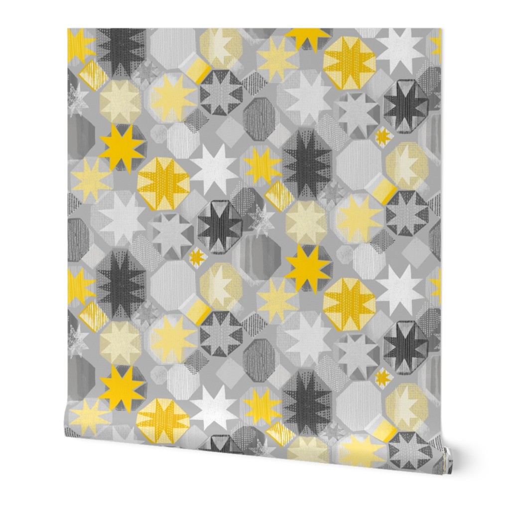 large scale Patchwork stars / cadmium yellow and ultimate gray