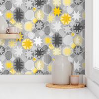 large scale Patchwork stars / cadmium yellow and ultimate gray