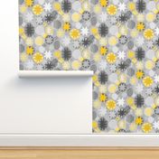 large scale Patchwork stars / cadmium yellow and ultimate gray