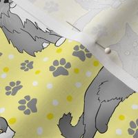 2" - 3" Gray Cats on Sunny Yellow by BigBlackDogStudio