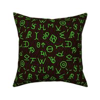 Neon Green Brands on dark leather