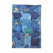 Tea Towel Indigo Calendar 2025