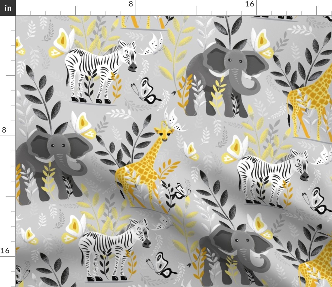 4x4 Safari Yellow and Grey light background medium scale pantone 2021 illuminating and ultimate grey  by art for joy lesja saramakova gajdosikova design