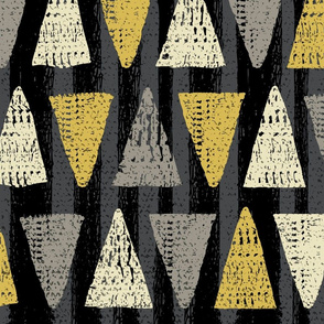 Triangle Geo Block Print - Black and Gold - Large