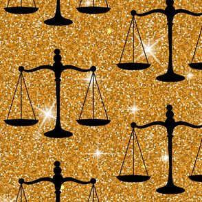 Justice Symbol Balanced Scales Golden Glitter Legal
