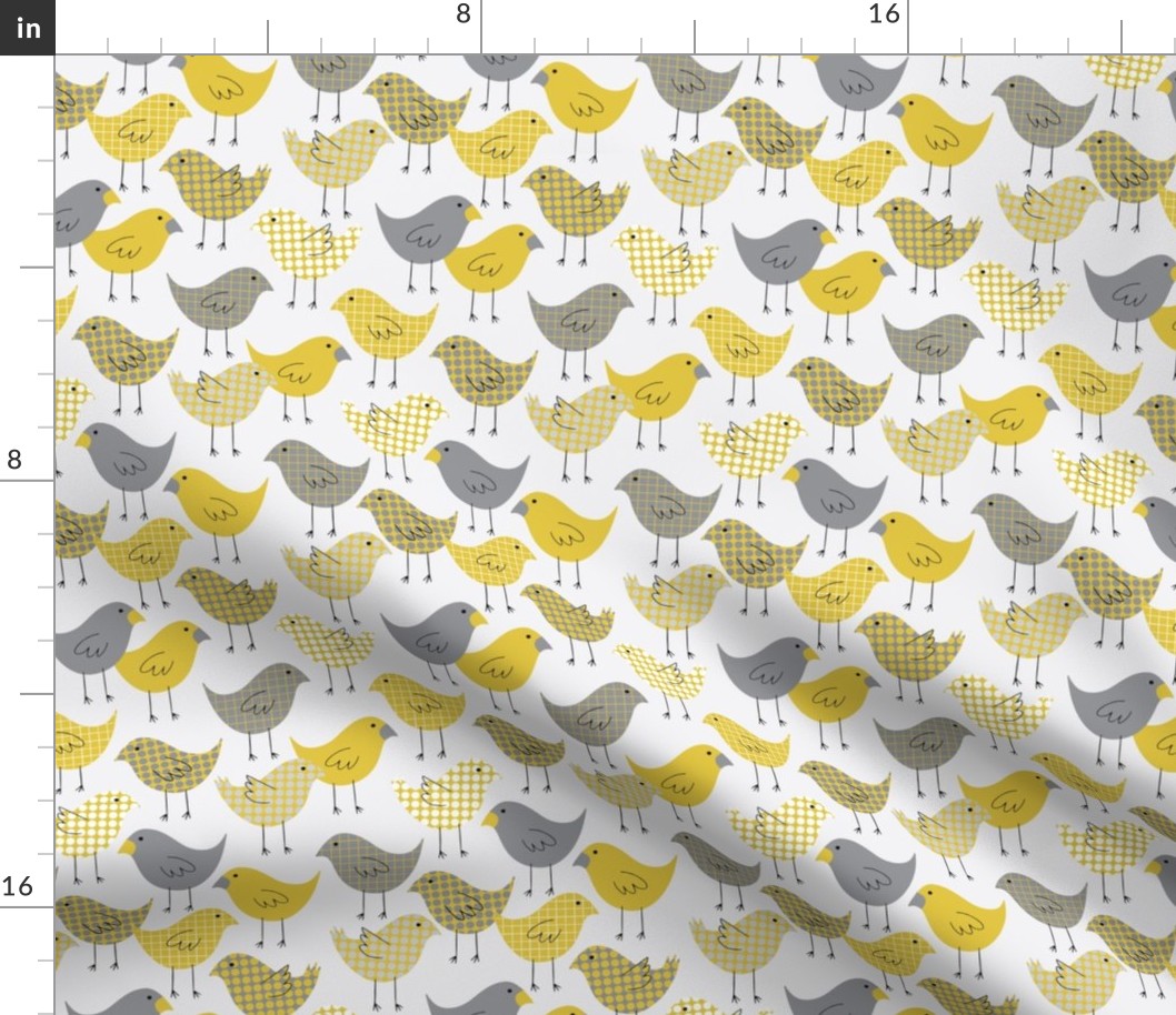 Yellow and Gray Patterned Birds 