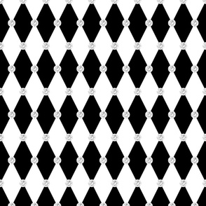 Harlequin Black White Rhombus Diamond Shape Geometric Forms