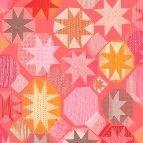 Patchwork stars / coral mix