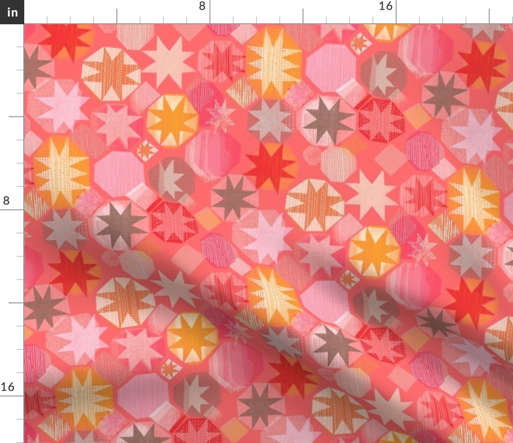Patchwork stars / coral mix