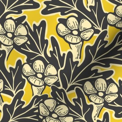 Trumpet Flower Grid - Large - Yellow, Gray