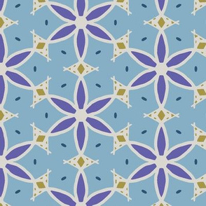 Floral Grid 1-Blue
