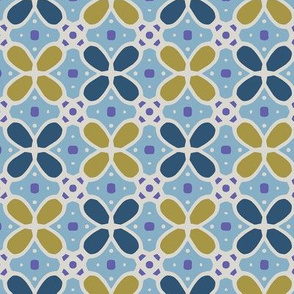 Floral Grid 2-Blue