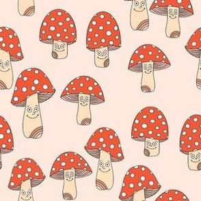 Funny fungi fabric - cute mushroom design -Pink