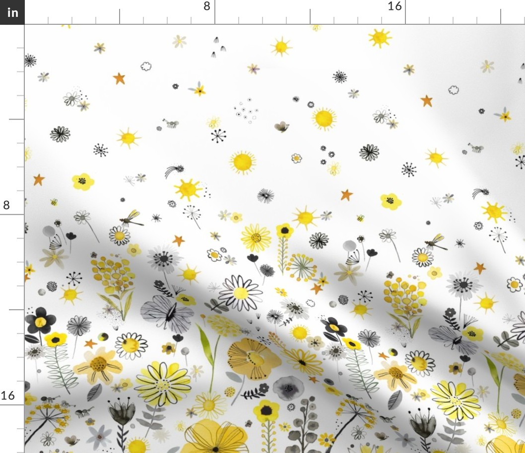 Positive flowers Pantone 2021 Illuminating yellow Ultimate gray
