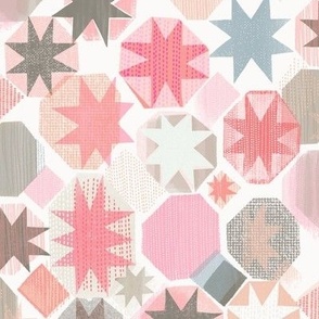 patchwork stars / light pink mix