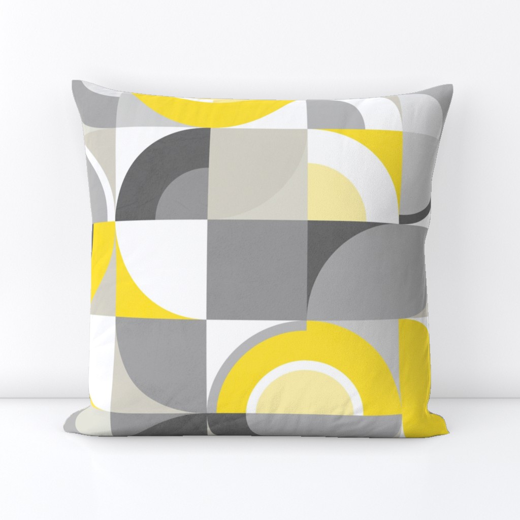 Sunny Abstract Bauhaus - Yellow and Gray - XL