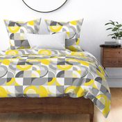 Sunny Abstract Bauhaus - Yellow and Gray - XL