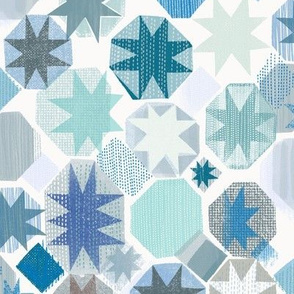 patchwork stars / light blue mix
