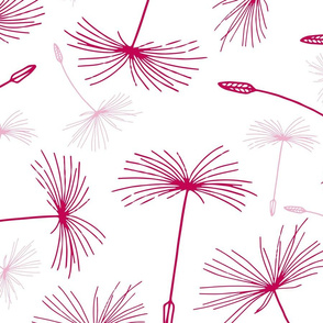 Frangipani Dandelions (Large scale) Raspberry Pink on white