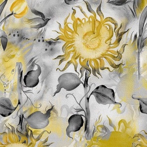 Sunflower Tulip Yellow Grays