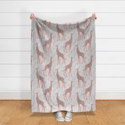 Large Scale - Gentle Giraffe - Warm Pink on White