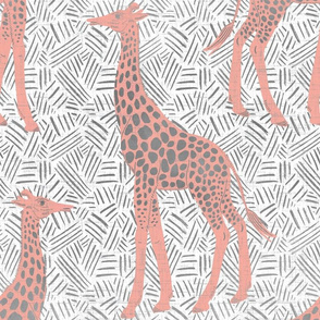 Large Scale - Gentle Giraffe - Warm Pink on White