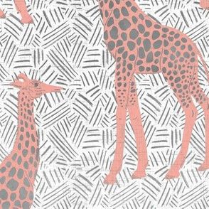 Medium Scale - gentle giraffe - warm pink on white