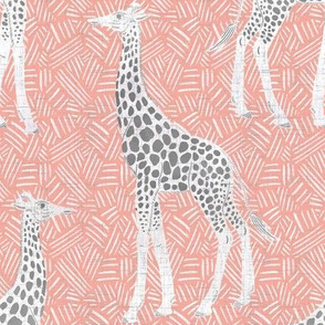 Medium Scale - gentle giraffe - white on warm pink