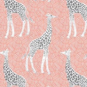 small Scale - gentle giraffe - white on warm pink