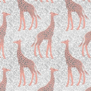 small Scale - gentle giraffe - warm pink on white