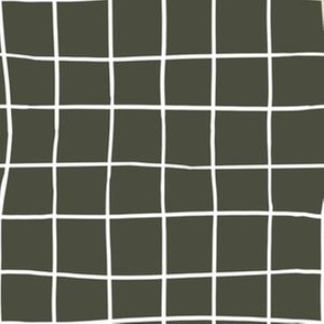 Grid Squares Dark Earth Green