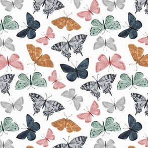 Watercolor Butterfly Toss -  Neutral Muted Pastel - SM